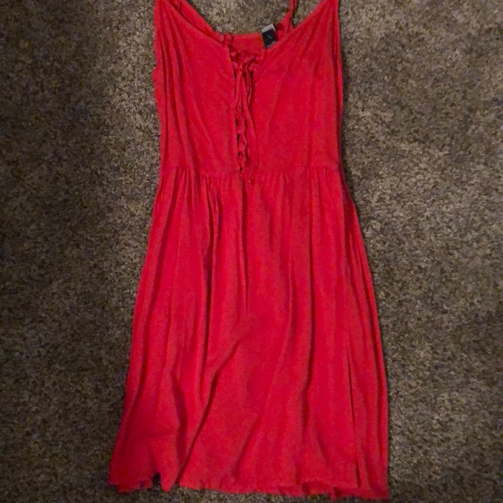 Lace-up coral dress!
